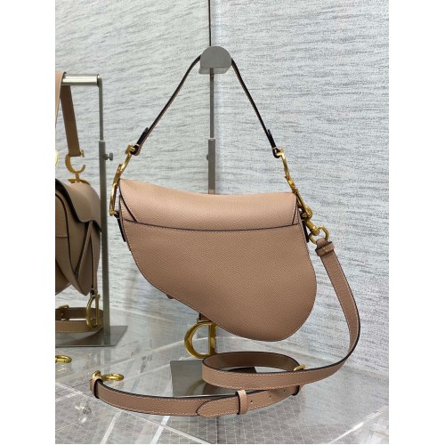 Dior Saddle Bag with Strap in Blush Grained Calfskin Dior Saddle Bag with Strap in Blush Grained Calfskin