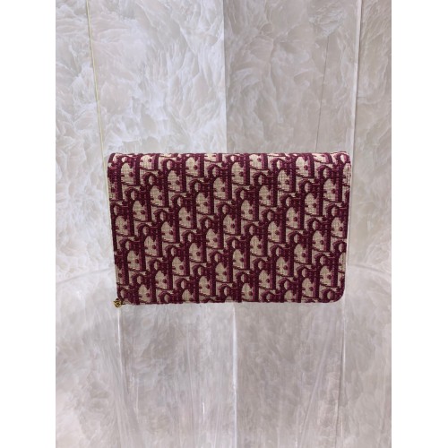 Dior Saddle Chain Pouch In Bordeaux Dior Oblique Jacquard