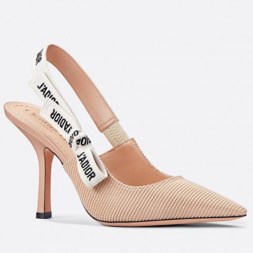 Dior J'Adior Slingback Pumps 100mm In NudeTechnical Fabric Dior J'Adior Slingback Pumps 100mm In NudeTechnical Fabric