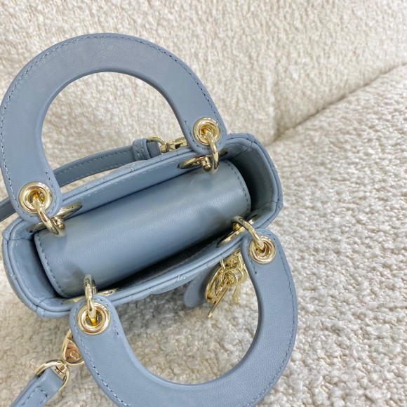 Dior Lady Dior Micro Bag In Blue Cannage Lambskin Dior Lady Dior Micro Bag In Blue Cannage Lambskin