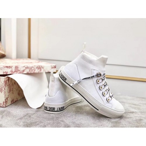 Dior Walk'N'Dior Mid-top Sneakers In White Technical Knit Dior Walk'N'Dior Mid-top Sneakers In White Technical Knit