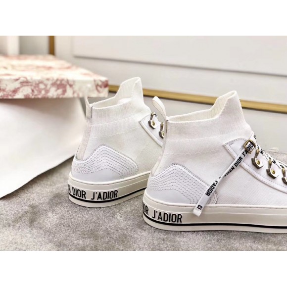 Dior Walk'N'Dior Mid-top Sneakers In White Technical Knit Dior Walk'N'Dior Mid-top Sneakers In White Technical Knit