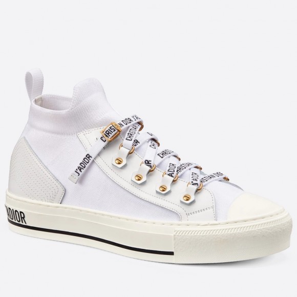 Dior Walk'N'Dior Mid-top Sneakers In White Technical Knit Dior Walk'N'Dior Mid-top Sneakers In White Technical Knit