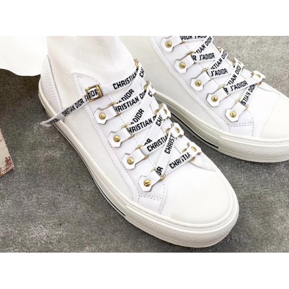 Dior Walk'N'Dior Mid-top Sneakers In White Technical Knit Dior Walk'N'Dior Mid-top Sneakers In White Technical Knit