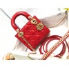 Dior Lady Dior Mini Chain Bag with Chain in Red Patent Calfskin