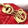 Dior Lady Dior Mini Chain Bag with Chain in Red Patent Calfskin