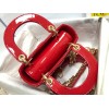 Dior Lady Dior Mini Chain Bag with Chain in Red Patent Calfskin