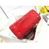 Dior Lady Dior Mini Chain Bag with Chain in Red Patent Calfskin