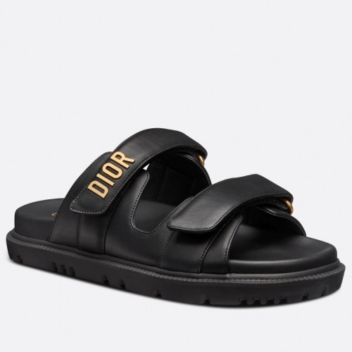 Dior Dioract Slide Sandals In Black Lambskin Dior Dioract Slide Sandals In Black Lambskin