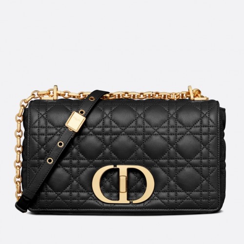 Dior Caro Medium Bag In Black Cannage Calfskin Dior Caro Medium Bag In Black Cannage Calfskin