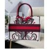 Dior Medium Book Tote Bag In Latte Multicolor Cupidon Embroidery
