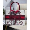 Dior Medium Book Tote Bag In Latte Multicolor Cupidon Embroidery