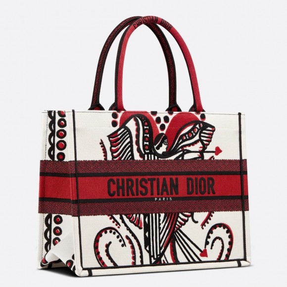 Dior Medium Book Tote Bag In Latte Multicolor Cupidon Embroidery Dior Medium Book Tote Bag In Latte Multicolor Cupidon Embroidery