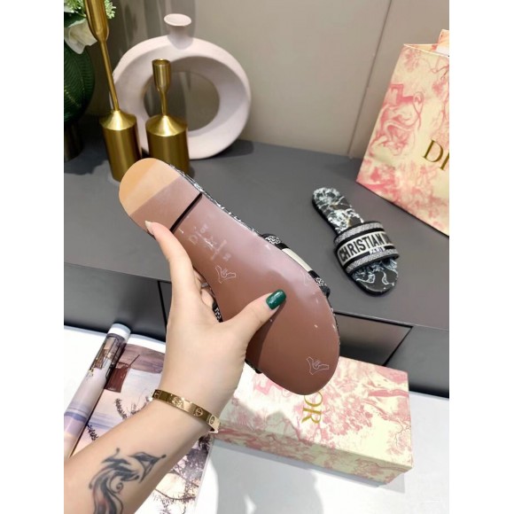 Dior Dway Slides In Black Around The World Embroidered Cotton Dior Dway Slides In Black Around The World Embroidered Cotton