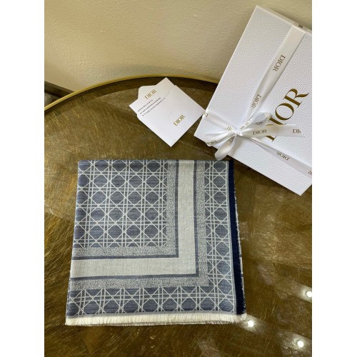 Dior Cannage Denim Shawl Denim in Blue Wool and Cashmere Dior Cannage Denim Shawl Denim in Blue Wool and Cashmere