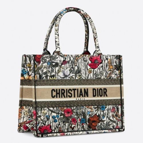 Dior Medium Book Tote Bag In Multicolor Mille Fleurs Embroidery Dior Medium Book Tote Bag In Multicolor Mille Fleurs Embroidery