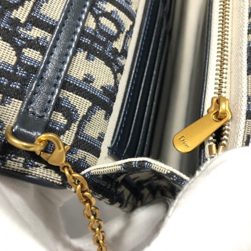 Dior Saddle Chain Pouch In Blue Dior Oblique Jacquard Dior Saddle Chain Pouch In Blue Dior Oblique Jacquard