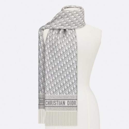 Dior Oblique Scarf In Grey Cashmere Dior Oblique Scarf In Grey Cashmere