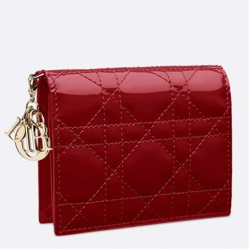 Dior Mini Lady Dior Wallet In Red Patent Calfskin Dior Mini Lady Dior Wallet In Red Patent Calfskin