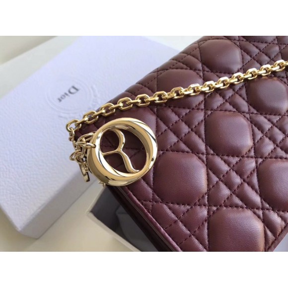 Dior Lady Dior Chain Pouch In Bordeaux Cannage Lambskin Dior Lady Dior Chain Pouch In Bordeaux Cannage Lambskin