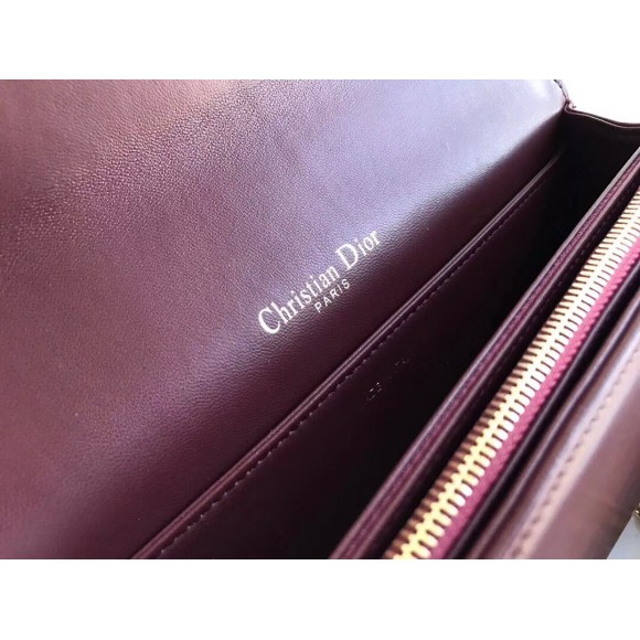 Dior Lady Dior Chain Pouch In Bordeaux Cannage Lambskin Dior Lady Dior Chain Pouch In Bordeaux Cannage Lambskin