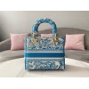 Dior Lady D-Lite Medium Bag In Blue Toile de Jouy Canvas