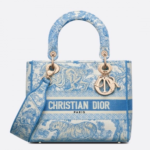 Dior Lady D-Lite Medium Bag In Blue Toile de Jouy Canvas Dior Lady D-Lite Medium Bag In Blue Toile de Jouy Canvas