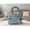 Dior Lady D-Lite Medium Bag In Blue Toile de Jouy Canvas