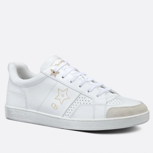 Dior Star Sneakers In White Calfskin with Gold Star Dior Star Sneakers In White Calfskin with Gold Star