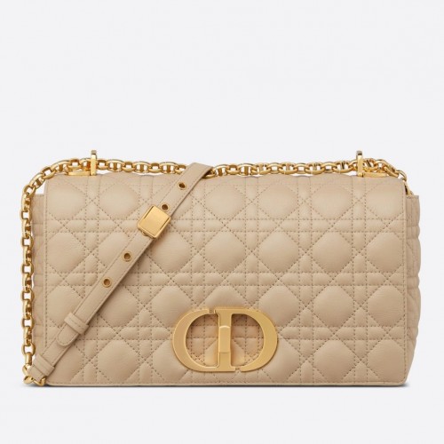 Dior Caro Large Bag In Beige Cannage Calfskin Dior Caro Large Bag In Beige Cannage Calfskin