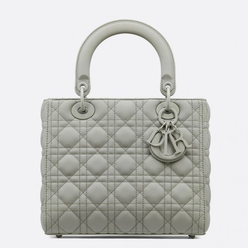 Dior Lady Dior Medium Bag In Grey Ultramatte Cannage Calfskin Dior Lady Dior Medium Bag In Grey Ultramatte Cannage Calfskin