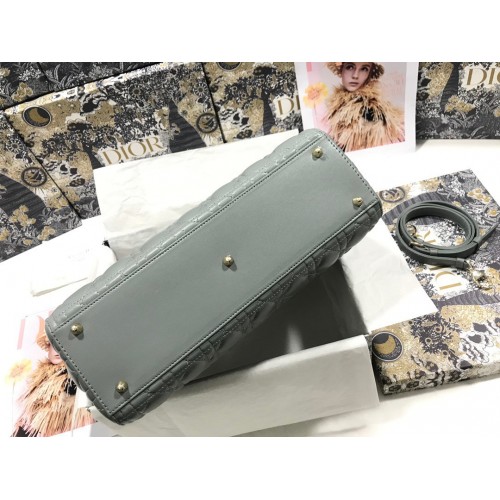 Dior Lady Dior Large Bag In Grey Cannage Lambskin Dior Lady Dior Large Bag In Grey Cannage Lambskin