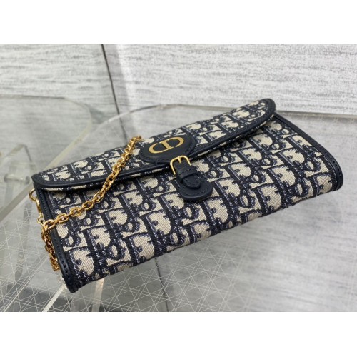 Dior Bobby East-West Chain Pouch in Blue Oblique Jacquard Dior Bobby East-West Chain Pouch in Blue Oblique Jacquard