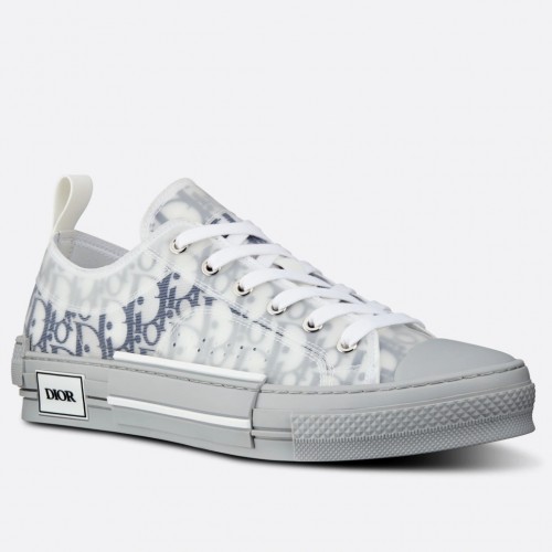 Dior Men's B23 Low-top Sneakers In White and Blue Oblique Canvas Dior Men's B23 Low-top Sneakers In White and Blue Oblique Canvas
