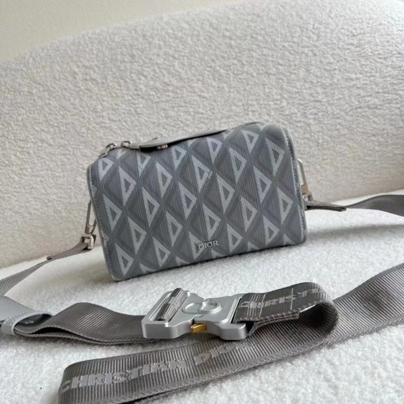 Dior Lingot Messenger Bag In Gray CD Diamond Canvas Dior Lingot Messenger Bag In Gray CD Diamond Canvas