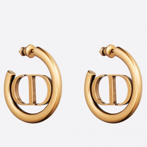 Dior 30 Montaigne Hoop Earrings In Antique Gold-Finish Metal Dior 30 Montaigne Hoop Earrings In Antique Gold-Finish Metal