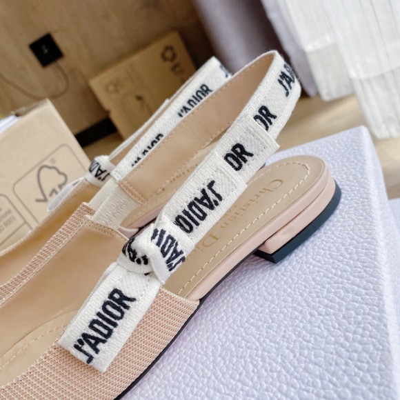 Dior J'Adior Slingback Ballerina Flats In Nude Technical Canvas Dior J'Adior Slingback Ballerina Flats In Nude Technical Canvas
