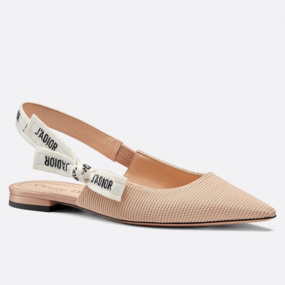 Dior J'Adior Slingback Ballerina Flats In Nude Technical Canvas Dior J'Adior Slingback Ballerina Flats In Nude Technical Canvas