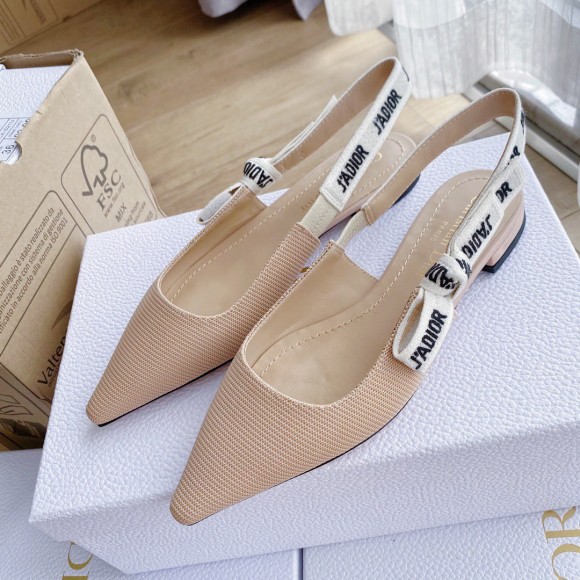 Dior J'Adior Slingback Ballerina Flats In Nude Technical Canvas Dior J'Adior Slingback Ballerina Flats In Nude Technical Canvas