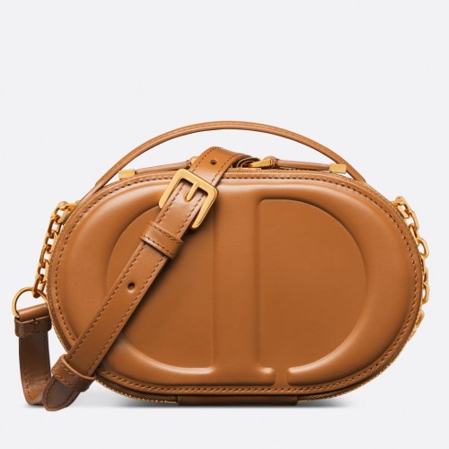 Dior CD Signature Oval Camera Bag in Brown Calfskin Dior CD Signature Oval Camera Bag in Brown Calfskin