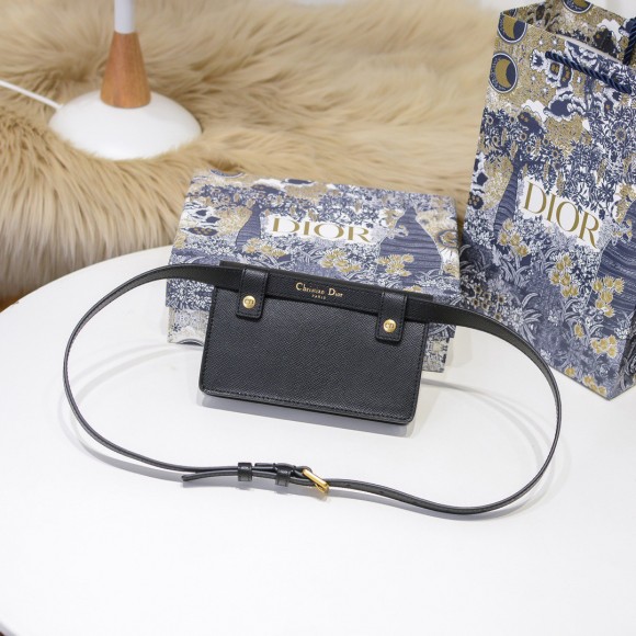 Dior Saddle Belt Bag In Black Grained Calfskin Dior Saddle Belt Bag In Black Grained Calfskin