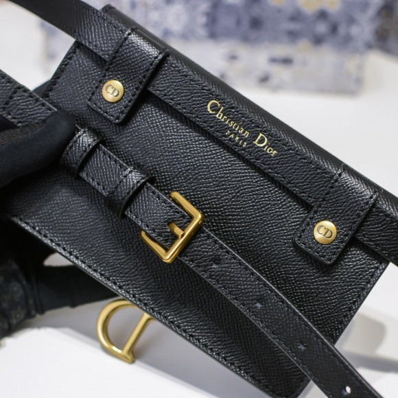 Dior Saddle Belt Bag In Black Grained Calfskin Dior Saddle Belt Bag In Black Grained Calfskin