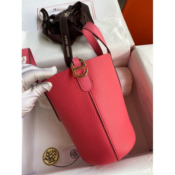Hermes In The Loop 18 Handmade Bag in Rose Lipstick Clemence Leatherther Hermes In The Loop 18 Handmade Bag in Rose Lipstick Clemence Leatherther