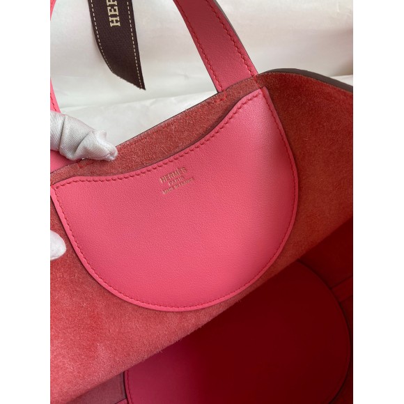 Hermes In The Loop 18 Handmade Bag in Rose Lipstick Clemence Leatherther Hermes In The Loop 18 Handmade Bag in Rose Lipstick Clemence Leatherther