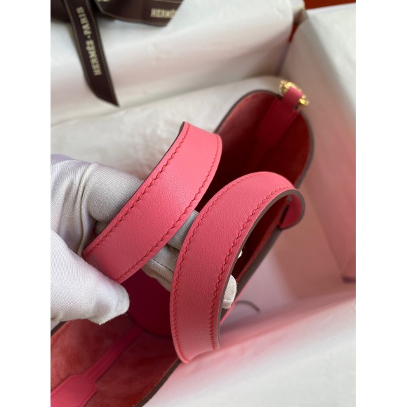 Hermes In The Loop 18 Handmade Bag in Rose Lipstick Clemence Leatherther Hermes In The Loop 18 Handmade Bag in Rose Lipstick Clemence Leatherther