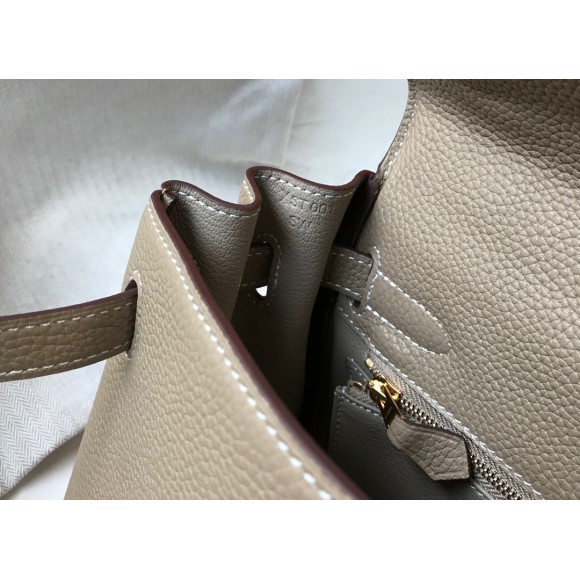 Hermes Kelly 32cm Retourne Bag in Tourterelle Clemence Leather GHW Hermes Kelly 32cm Retourne Bag in Tourterelle Clemence Leather GHW