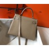 Hermes Kelly 32cm Retourne Bag in Tourterelle Clemence Leather GHW