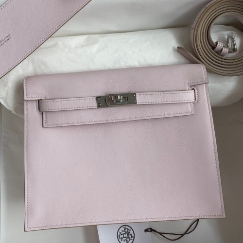 Hermes Kelly Danse II Bag In Mauve Pale Evercolor Calfskin Hermes Kelly Danse II Bag In Mauve Pale Evercolor Calfskin