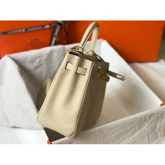 Hermes Kelly 32cm Retourne Bag in Craie Clemence Leather GHW Hermes Kelly 32cm Retourne Bag in Craie Clemence Leather GHW