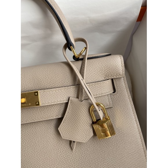Hermes Kelly Sellier 28 Handmade Bag In Trench Epsom Calfskin Hermes Kelly Sellier 28 Handmade Bag In Trench Epsom Calfskin
